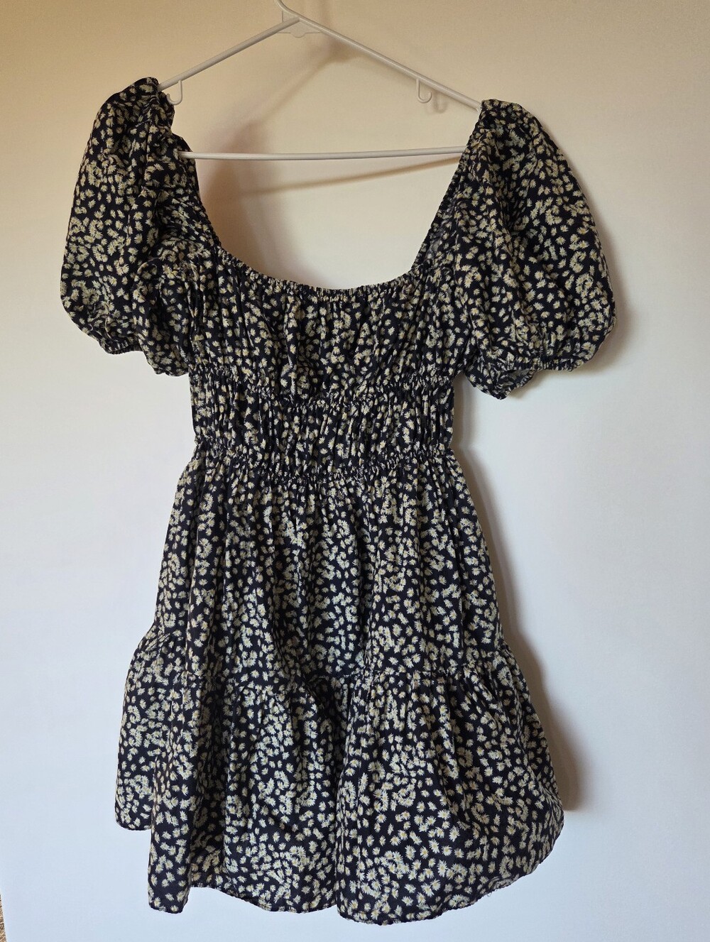 NWOT Matteau Shirred Peasant Puff Sleeve Mini Dress In Midnight Daisy - Picture 6 of 10